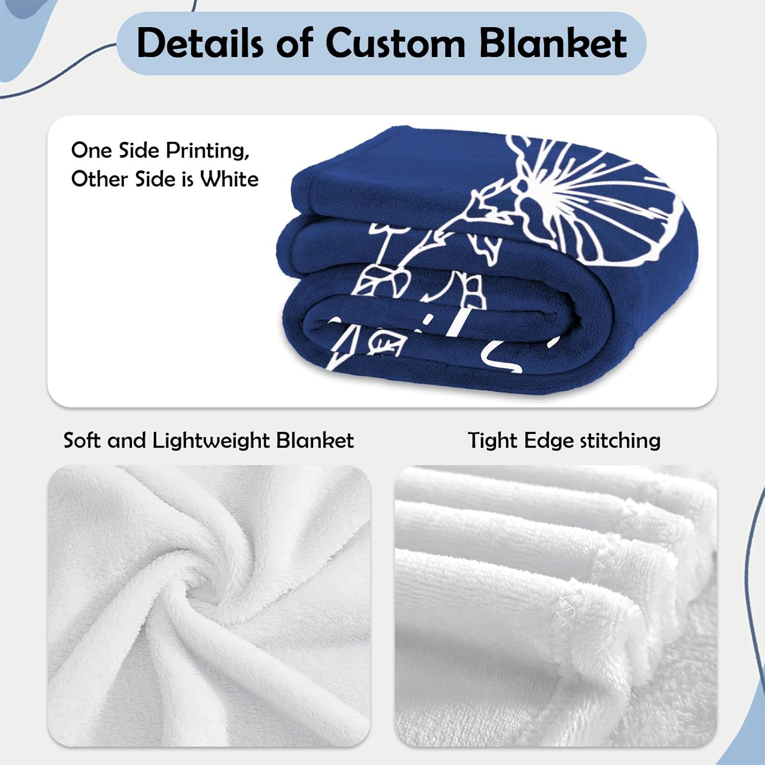 CusCosCes Ships Next Day, Personalized Birth Flower Blanket with Name,Custom Gift for Mom from Daughter Son, Customized Throw Blanket for Mom Dad,Birthday Gift Blanket for Best Friend(50"x 60")