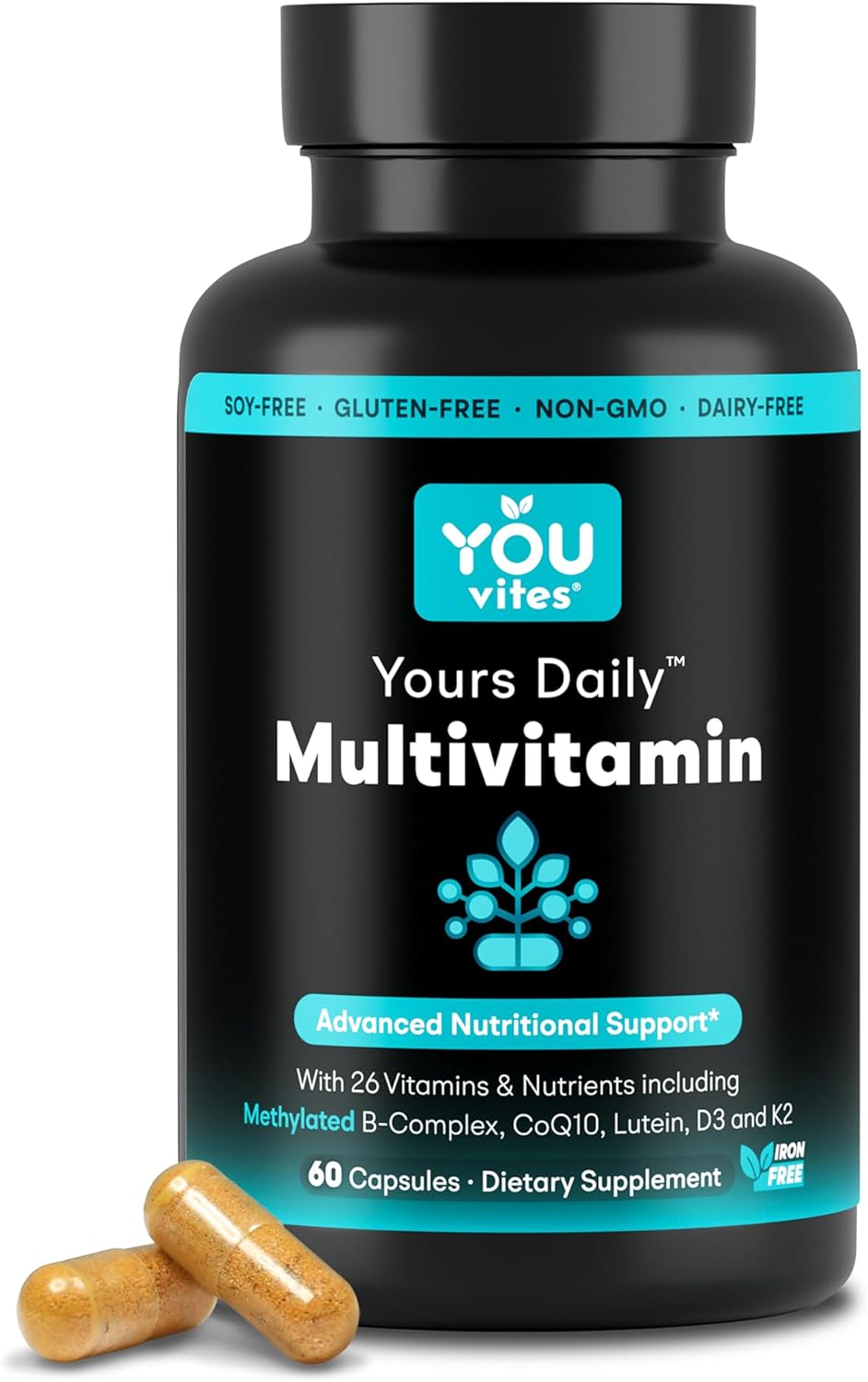 Methylated Multivitamin for Men and Women, Methyl Multi Without Iron - 60 Capsules, MTHFR Supplement with Methyl B12, Methylfolate (5-MTHF), CoQ10 for Energy, Heart and Mood Support