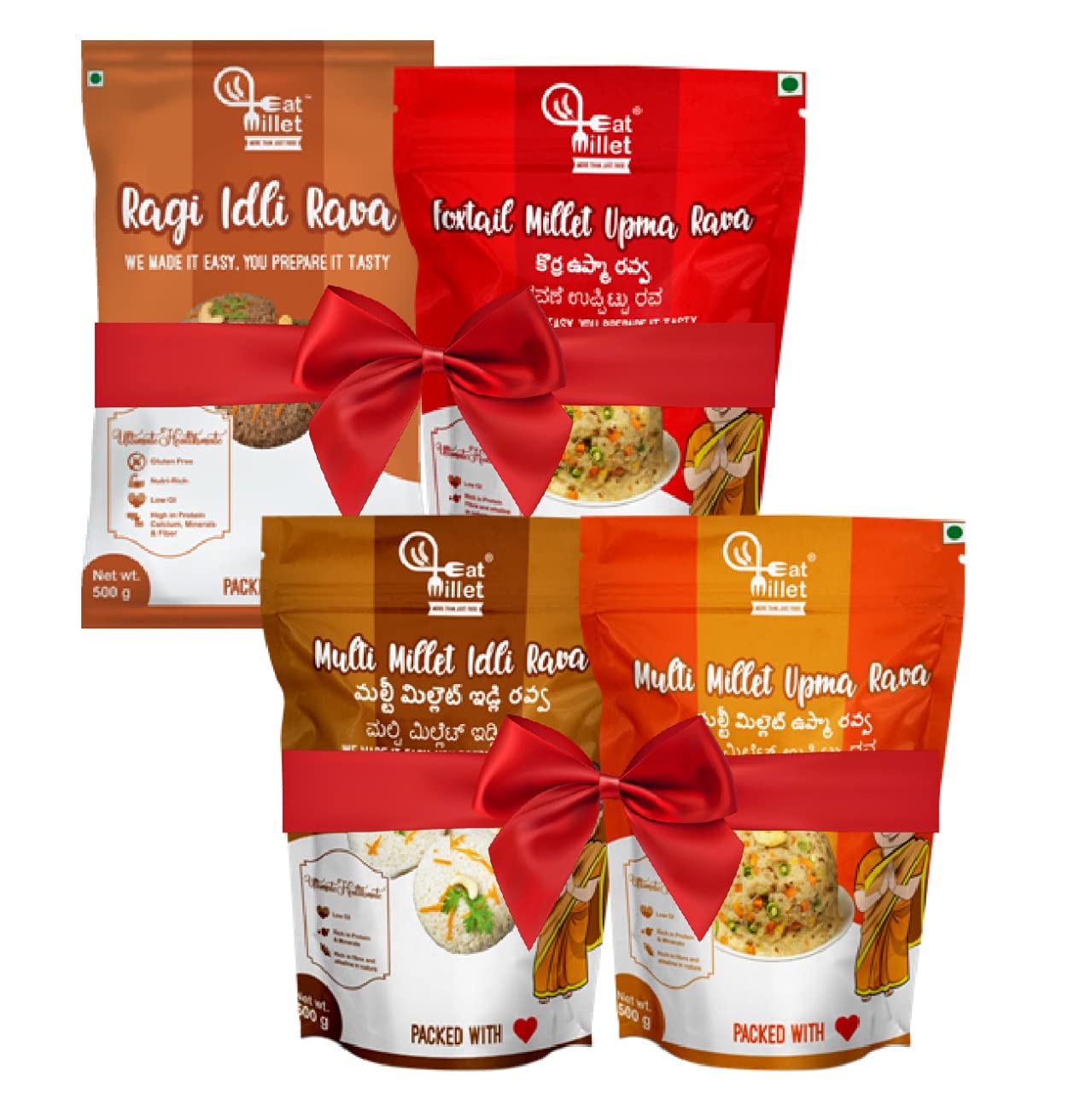 Eat Millet Ragi Idli Rava,Foxtail Millet Upma Rava, Multi Millet Idli Rava, Multi Millet Upma Rava Combo of 4 (B09CGWGH61) Amazon Price History, Amazon Price Tracker
