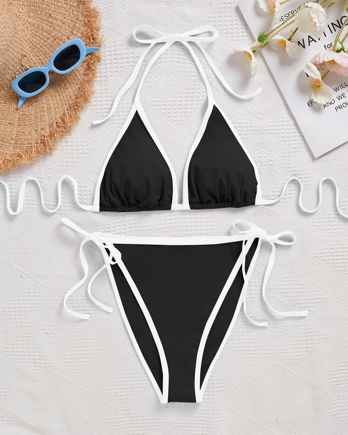Tempt Me Women String Plus Size Bikini Sets Sexy Triangle Two Piece Halter Swimsuits with Tie Side Bottom Bathing Suit - Image 5