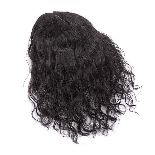 Miniatura 3 de Toppers de cabello humano ondulado natural de 14 pulgadas para mujer, parte derecha, 5.1 x 5.5 in, sin costuras, tupé, rizado, clip en la parte