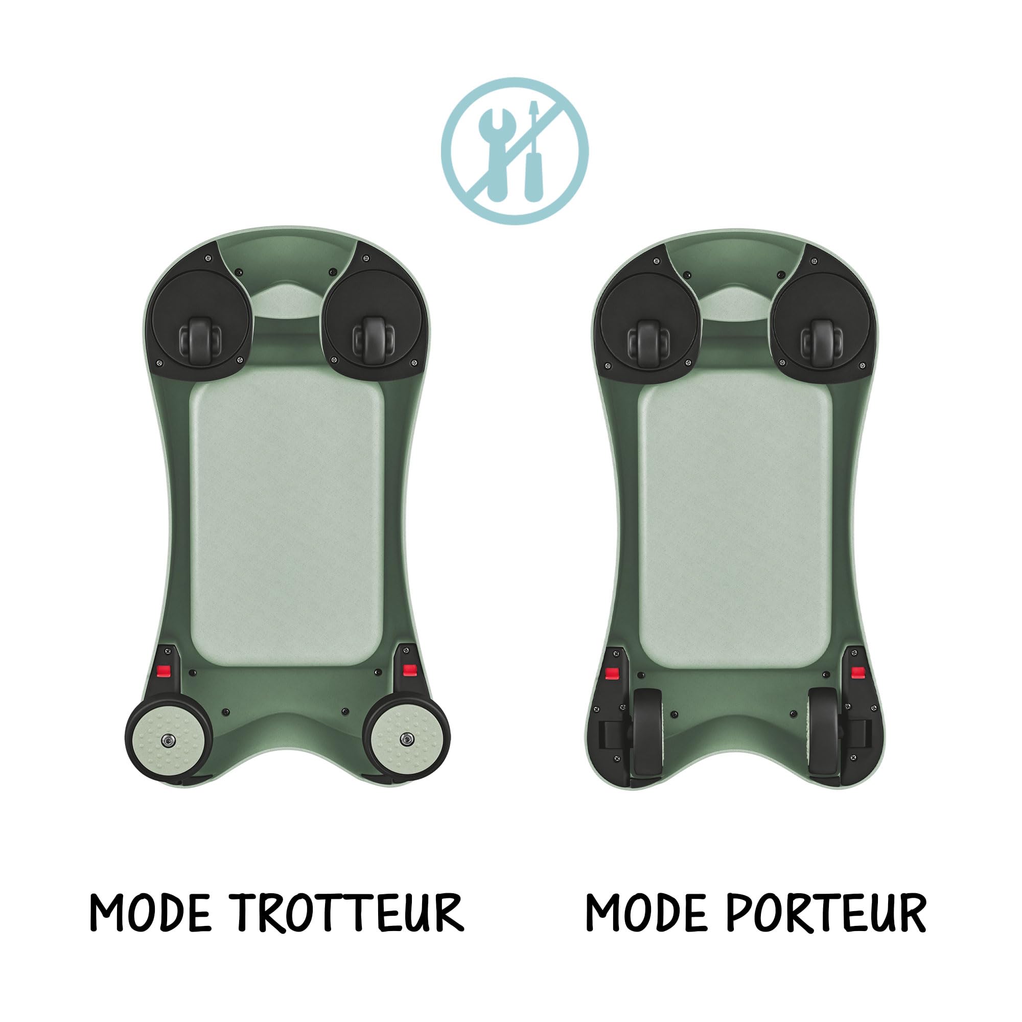 GLOBBER Walk N' ROLL 2 w 1 ECO – wózek do nauki chodzenia i samochód zjeżdżalny, kółka EVA, zrównoważone tworzywo sztuczne z włóknami słomowymi, możliwość przebudowy 2 w 1, pistacje
