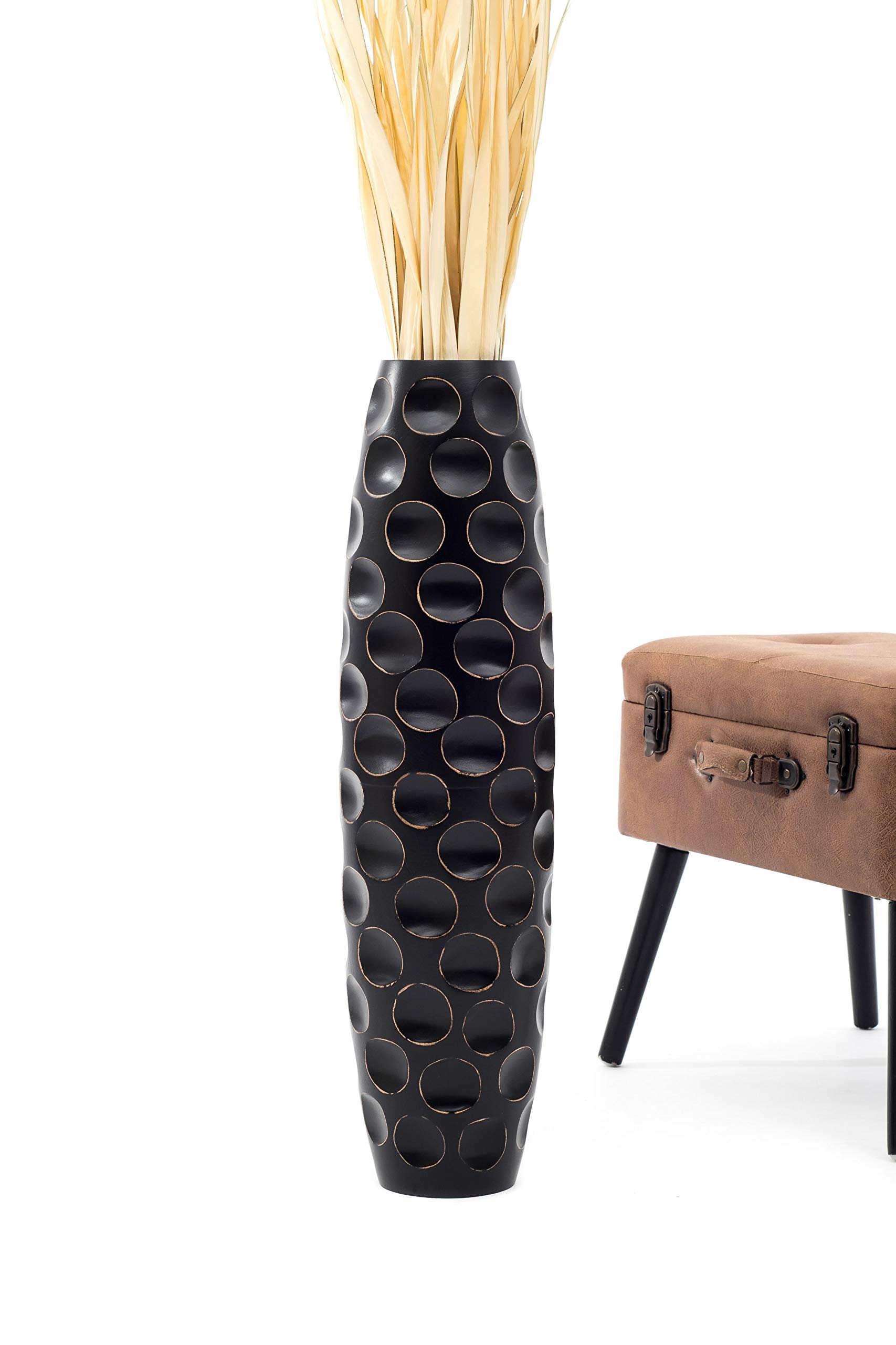 Leewadee Tall Big Floor Standing Vase For Home Decor 75 cm, Mango Wood ...