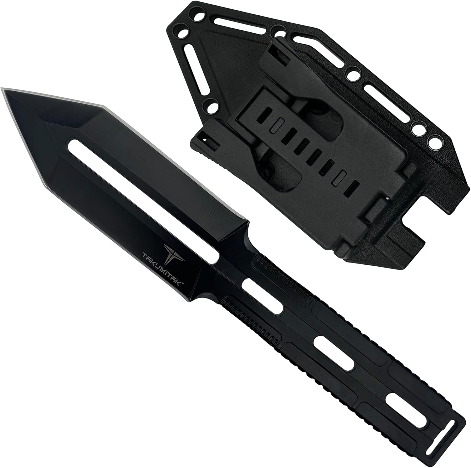 TAKUMITAK Hunting Survival Knife 9" Full Tang Fixed Blade Knives Camping Gear with Extra Set of FRN Sheath, MOLLE Clip Horizontal and Vertical Carry - TKF311