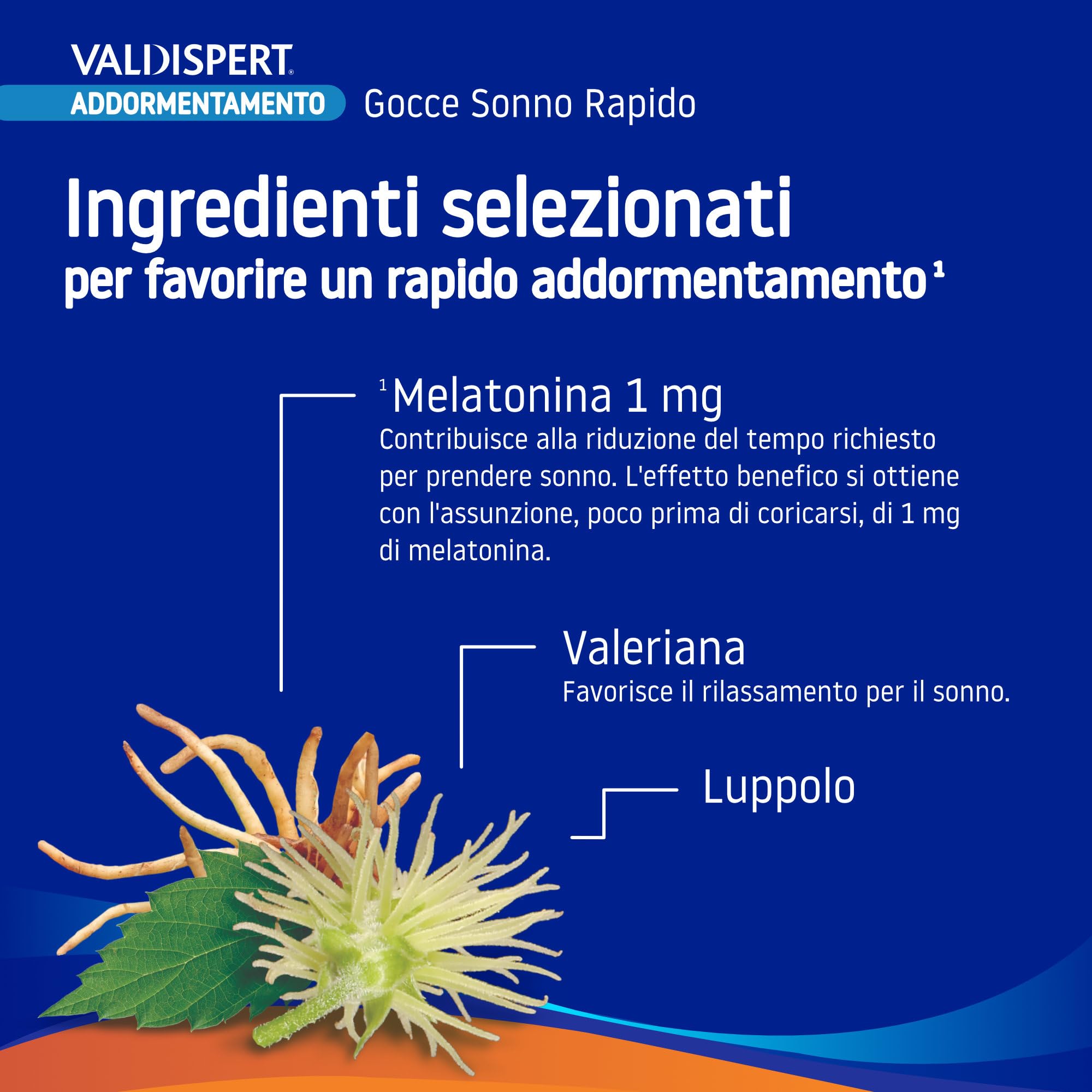 Valdispert Gocce Sonno Rapido, Integratore Alimentare per Dormire con Melatonina, Valeriana e Luppolo, Senza Glutine e Senza Lattosio, 30 ml