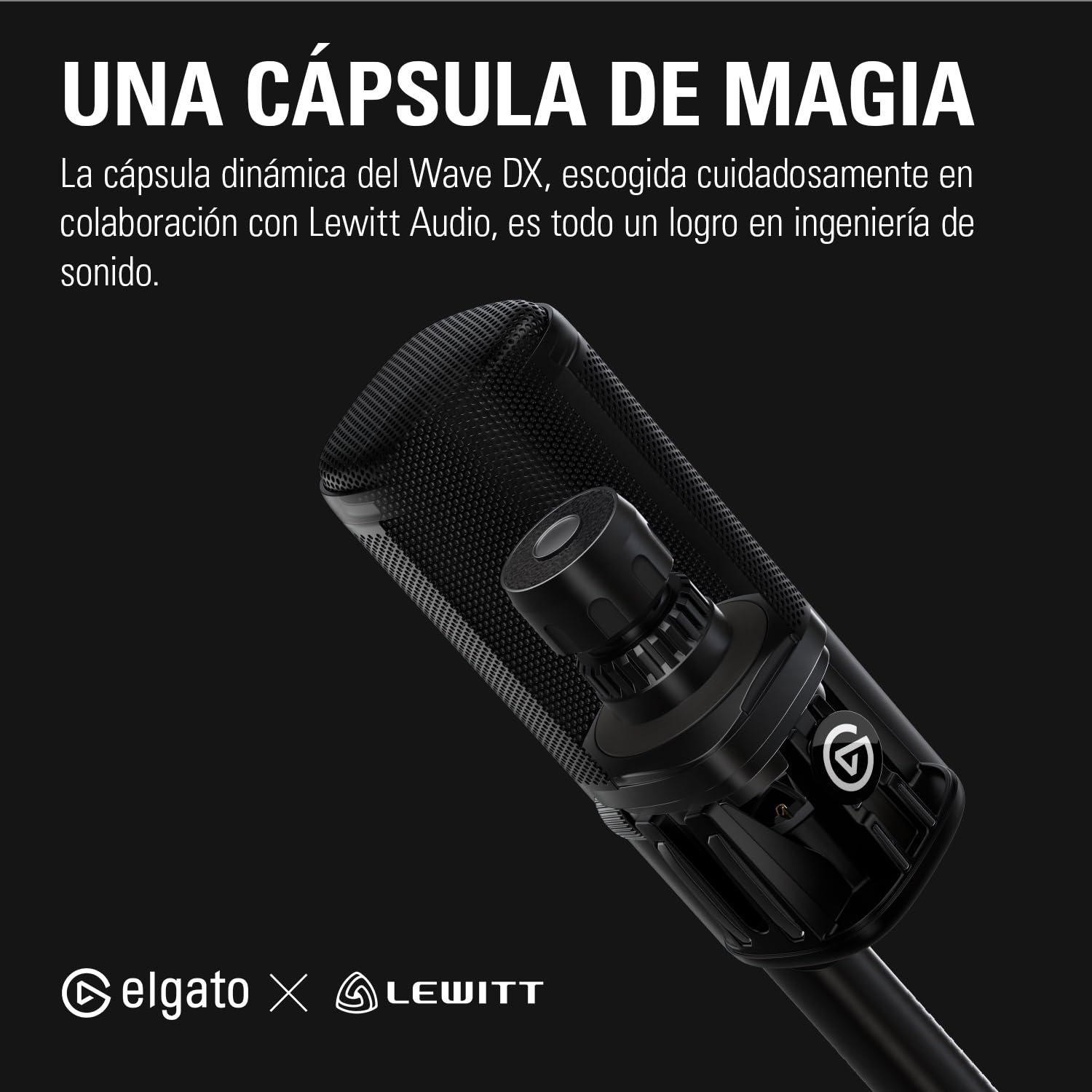 Elgato Wave DX - Micrófono XLR dinámico, patrón cardioide, reducción de ruido, optimizado para voz para podcasts, streaming y retransmisiones, sin amplificador de señal, para Mac y PC
