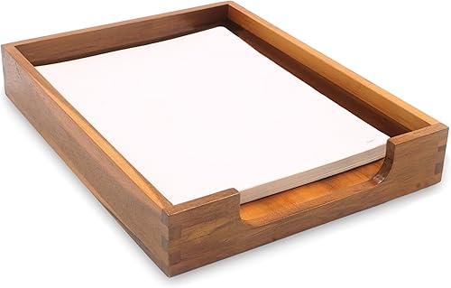 Miniatura 4 de KOLWOVEN Bandeja de madera para cartas, bandeja de documentos de carga para organizador de escritorio de oficina, revista, archivo, carpeta, soporte