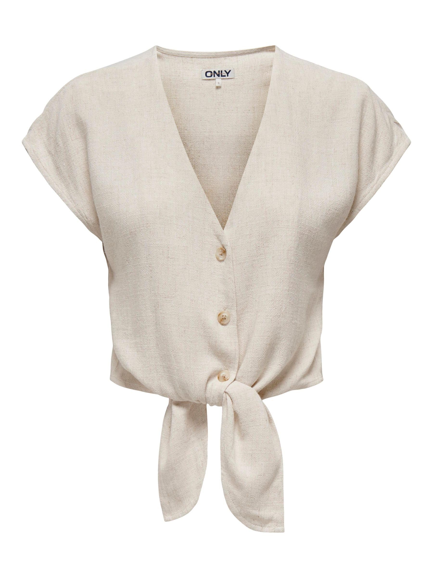 Only Women's Beige Blouses, Xs, Siesta Knot Blouse
