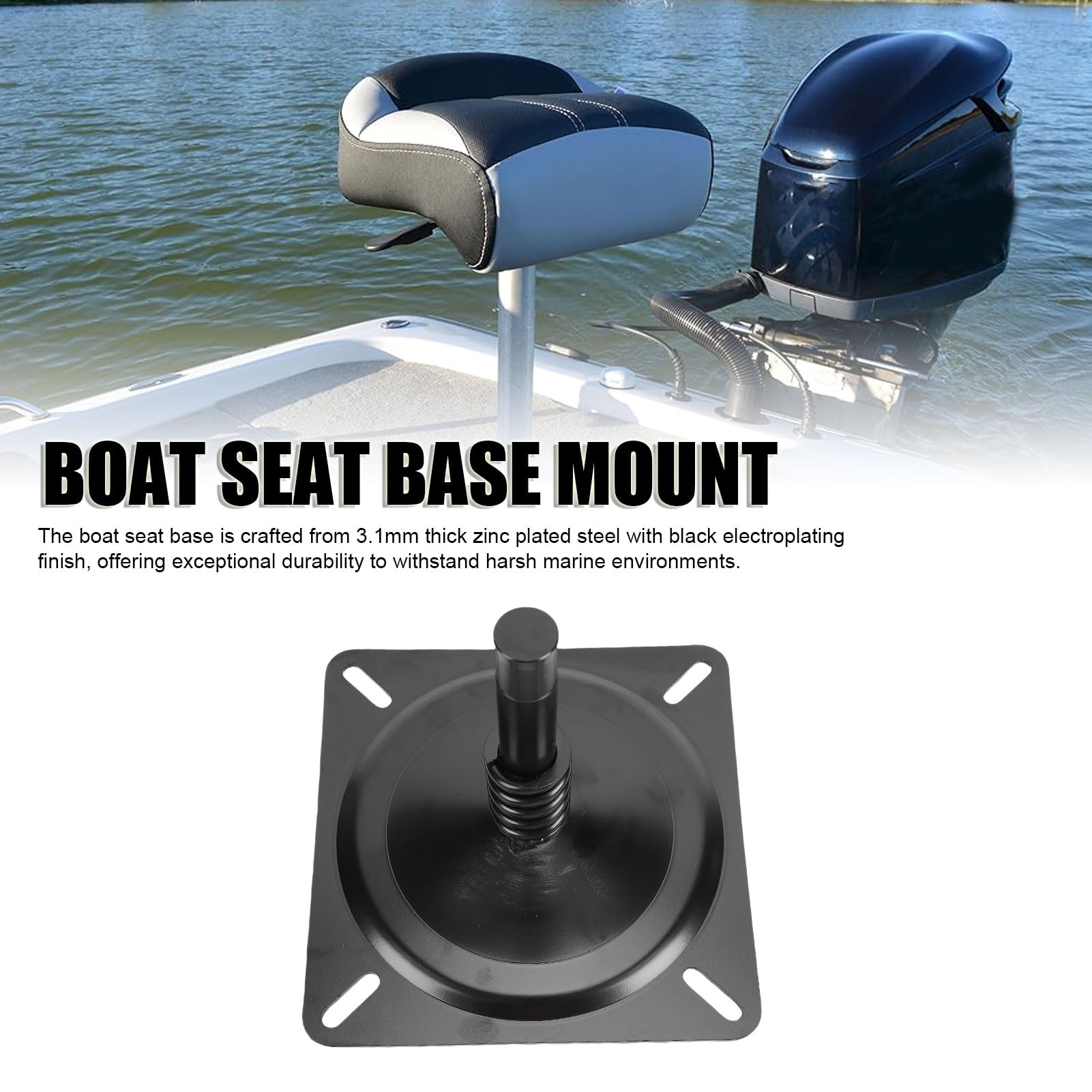 Soporte de base para asiento de botas, Soporte robusto y giratorio de acero galvanizado para la pesca marina