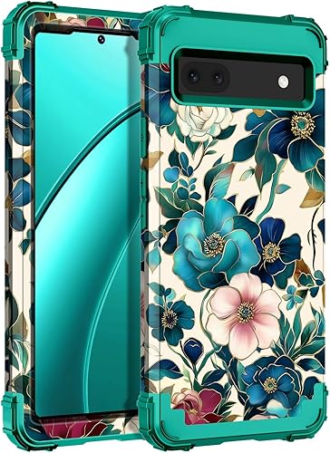 Hekodonk Funda para Google Pixel 6A (2022), resistente cuerpo completo, protección a prueba de golpes, plástico duro+goma de silicona híbrida 3 en