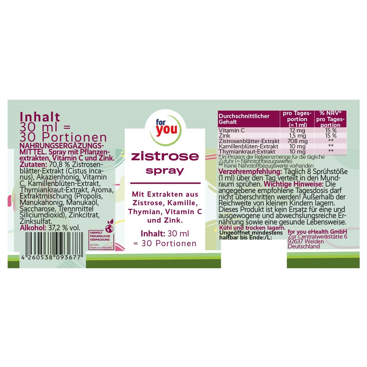 for you Zistrose Halsspray - 2x30 ml Doppelpack Rachenspray bei Akuten Beschwerden im Hals - mit Extrakten aus Zistrose, Kamille & Thymian, sowie Akazienhonig, Propolis, Manukahonig, Vitamin C & Zink