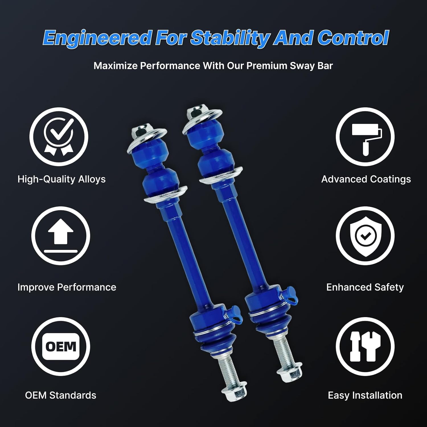K7400 2Pcs Front Stabilizer Sway Bar End Links for Dodge 02-13 Ram 1500 RWD w/4/Ram 1500 RWD w/2, 09-13 Ram 1500 RWD, 11-13 Ram 1500 RWD Pickup/Ram 2500 RWD Pickup, 11-12 Ram 3500 RWD Pickup