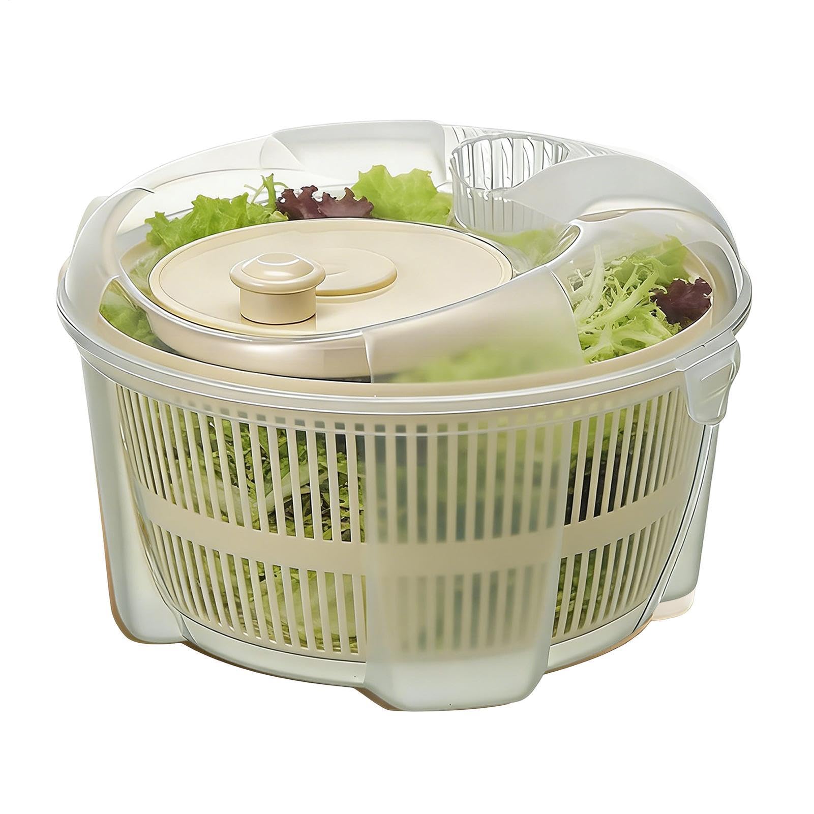 Centrifugador de ensalada – ABS 21 x 21 x 14 cm | Lavadora de verduras de gran capacidad | Escurridor de verduras manual giratorio cesta de secado de cocina colador de frutas lechuga ensalada