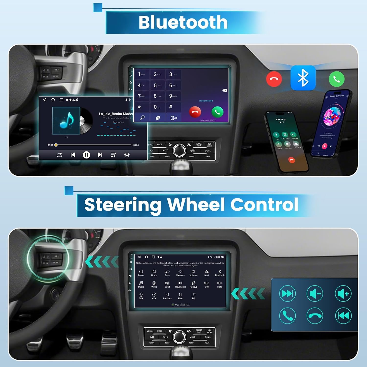 EKAT 10 inch Screen for Ford Mustang Radio 2010 2011 2012 2013 2014 (Only fit Manual AC), 2G+64G Mustang Android Car Stereo, CarPlay/Android Auto/SWC/Bluetooth/5G WiFi