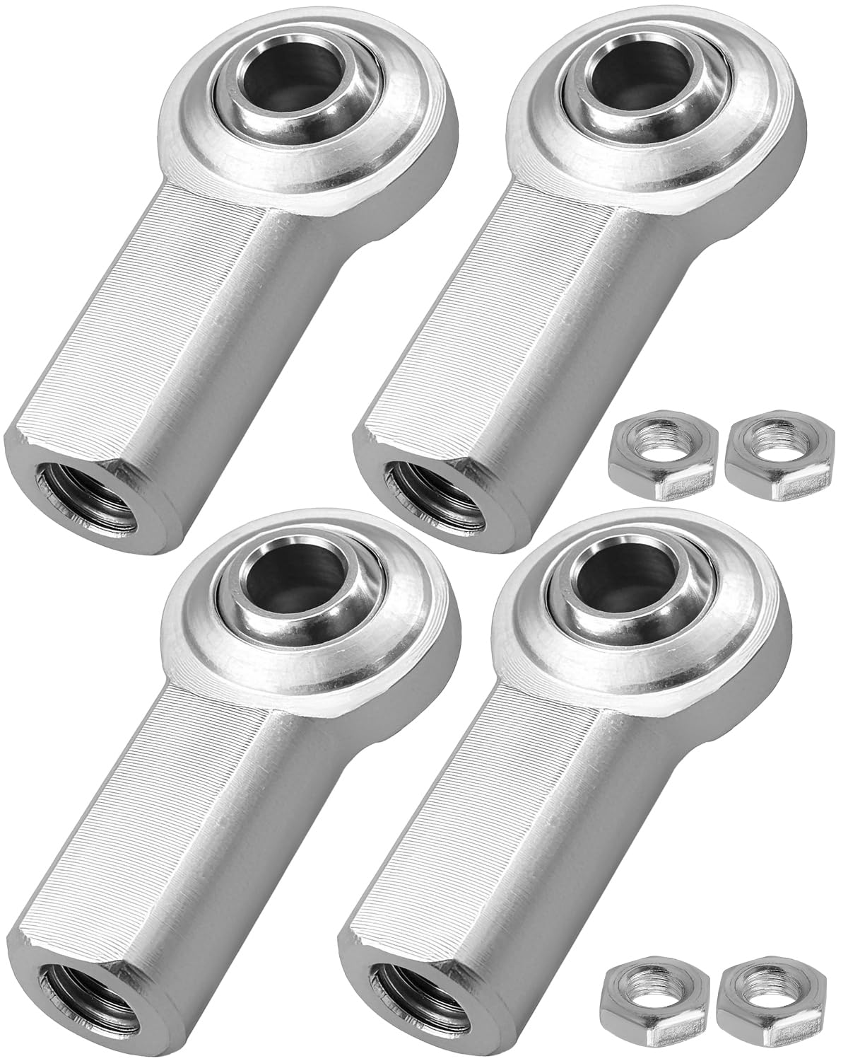 4PCS RH 3/8 x 3/8-24 Heim Joint Rod End Kit with Jam Nuts, Right Hand 3/8"- 24 Thread x 3/8" Bore Female Rod End Bearing Fit for Hydraulic Cylinders Machinery and Automotive Applications