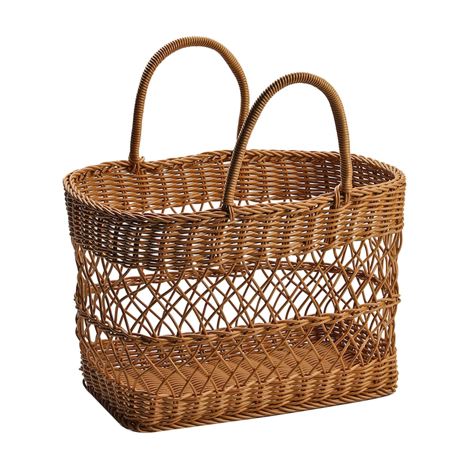 Panier de courses portable et chic en imitation rotin pour vos pique-niques