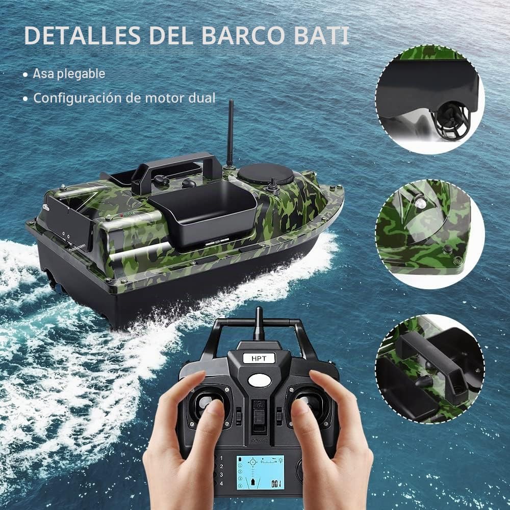 12000mah 500M GPS Barco cebador Cebo de Pesca, 3 bahías de catapulta. Barcos cebadores para la Pesca de la Carpa con GPS, 16 Puntos de Memoria, devolución de una Llave.