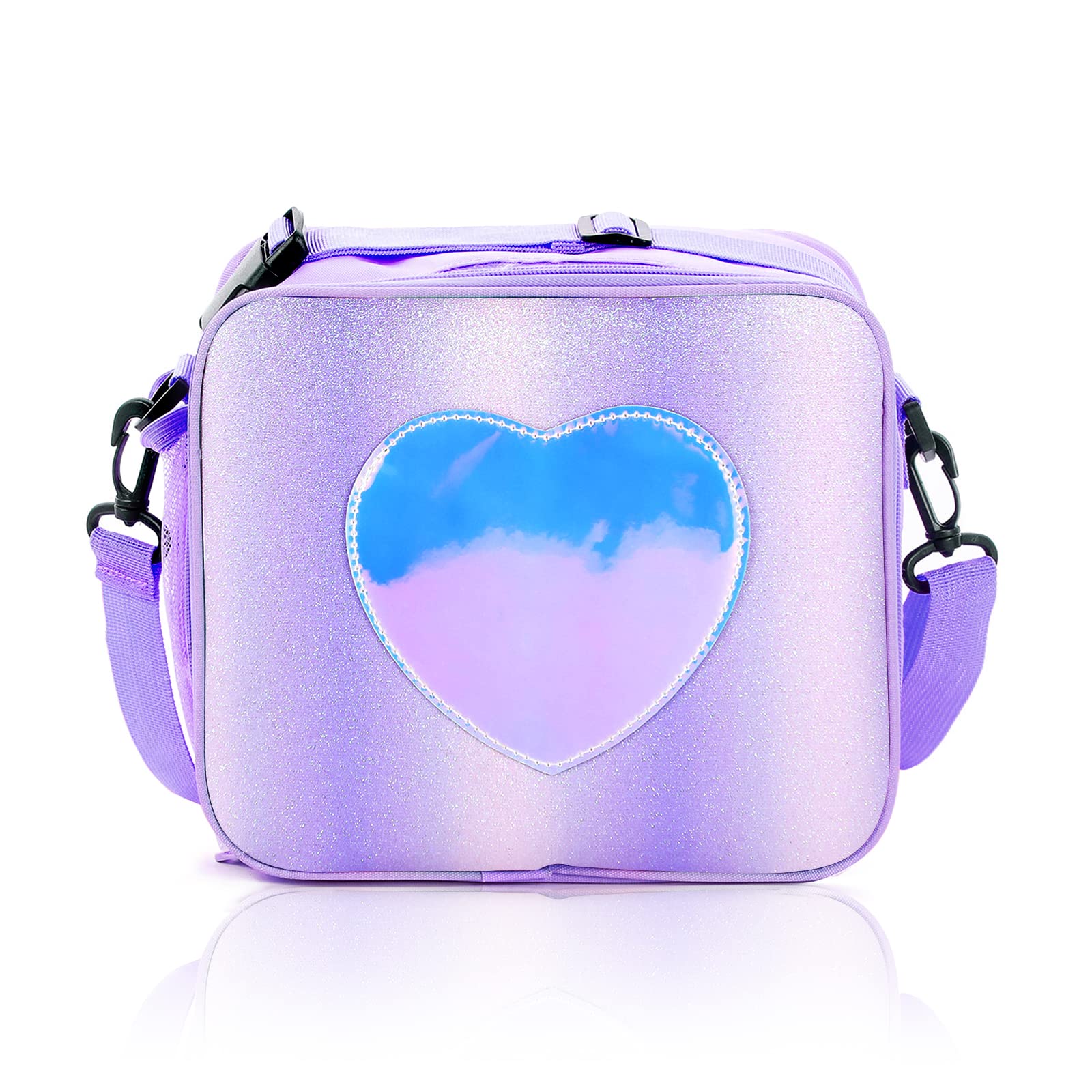 Leakproof Thermal Lunch Bag with Rainbow Glitter - Kids Insulated Tote for School, Work, Picnic and Camping