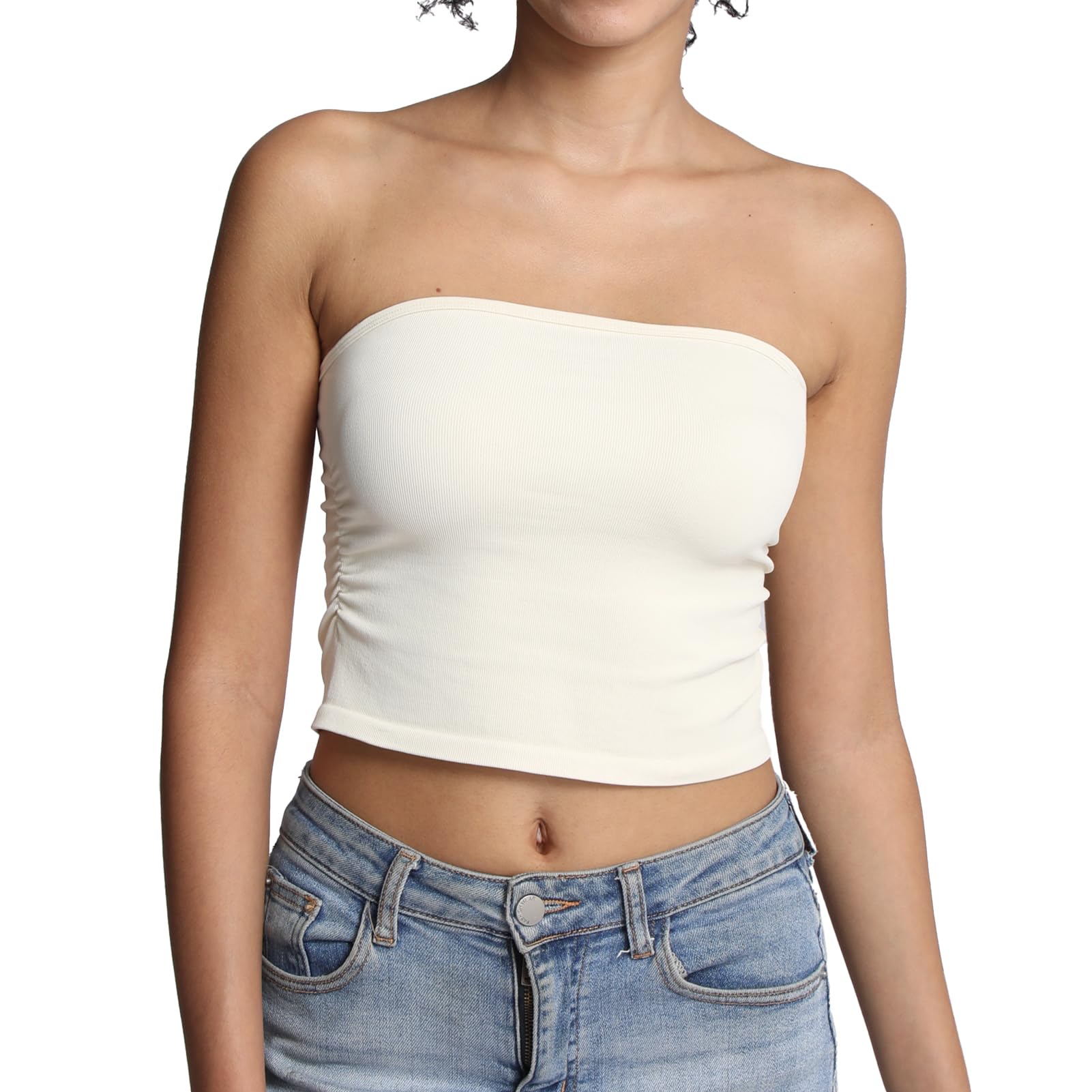 Camiseta de Tubo para Mujer, sin Tirantes, Bandeau, sin Mangas, básica, sin Espalda, para Verano, para Salir