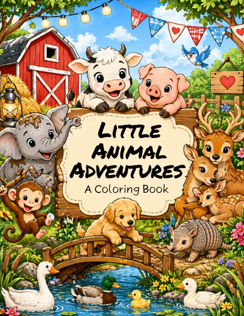 Little Animal Adventures: A Cute and Easy Coloring Book for Kids Ages 3–6 | Simple Animal Coloring Pages for Toddlers and Preschoolers