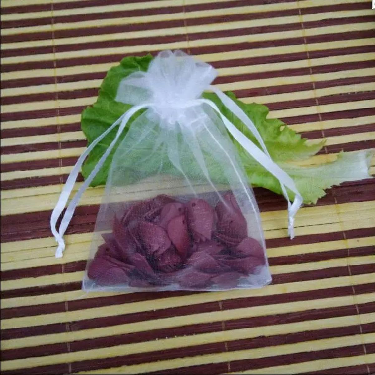 Organza Torby na prezenty Biżuteria Woreczki ze sz Białe 100 sztuk/9x12cm torby na prezenty z organzy opakowanie na biżuterię prezenty torby ze sznurkiem stosuje się na ślub/urodziny/boże narodzenie(1