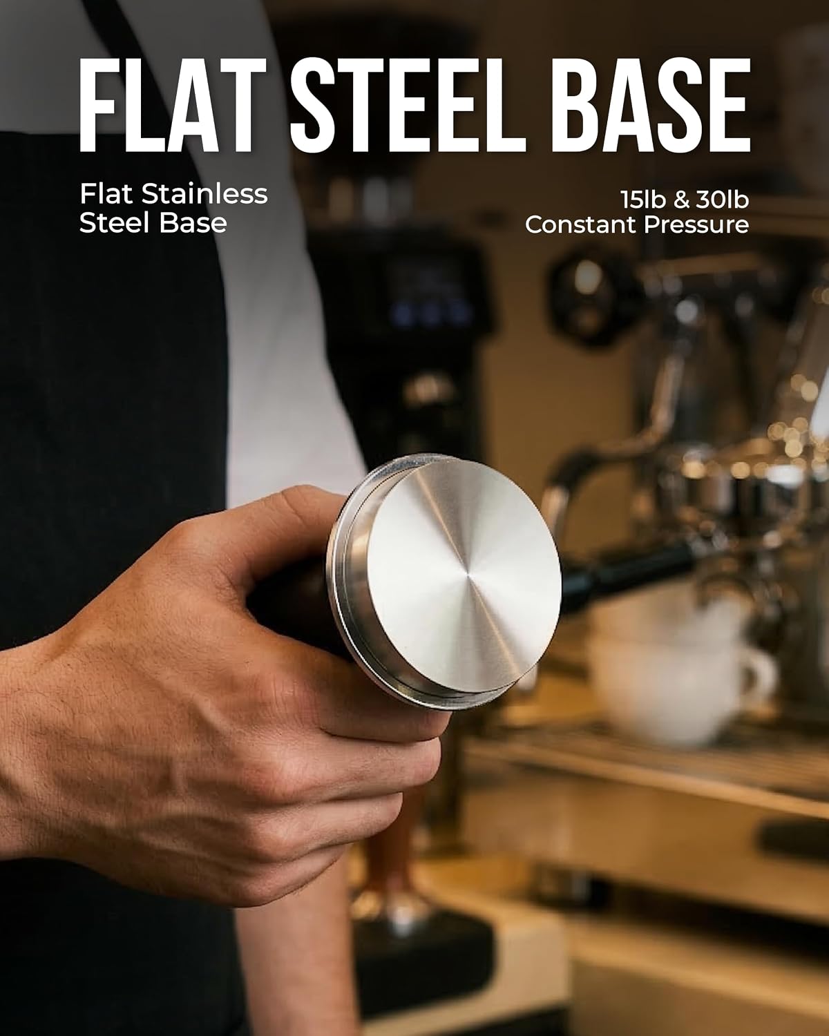 58.3mm Espresso Tamper Premium Barista Coffee Tamper with Spring Loaded Constant Pressure, Stainless Steel Flat Base, Silent Tamping Espresso Accessories with Anti-Slip Mat image 3