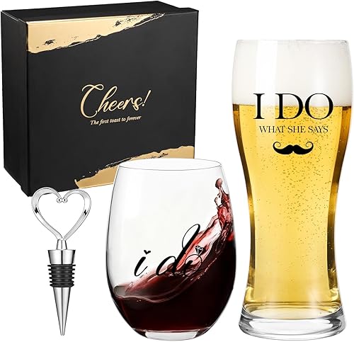 Miniatura 11 de AW BRIDAL Copas de vino Mr and Mrs Regalos de boda para parejas 2026, regalo de compromiso para parejas recién comprometidas, regalos de despedida