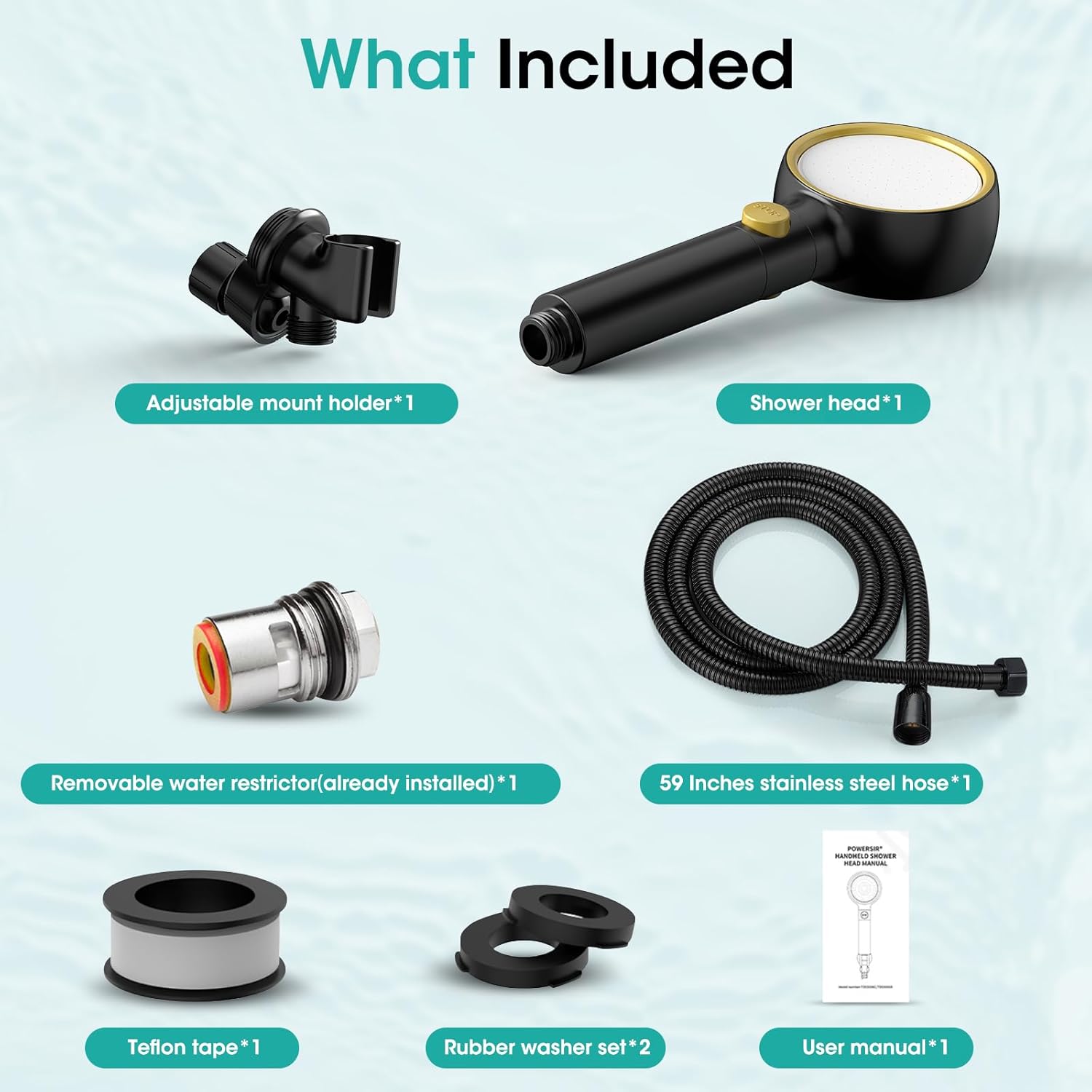 Latest High Pressure Filtered Shower Head With Handheld With 360° Rotating Panel,5 Spray Modes,Anti-Clog Nozzles,Hard Water Filter,59" Stainless Steel Hose&Adjustable Zinc Alloy Bracket,For Families