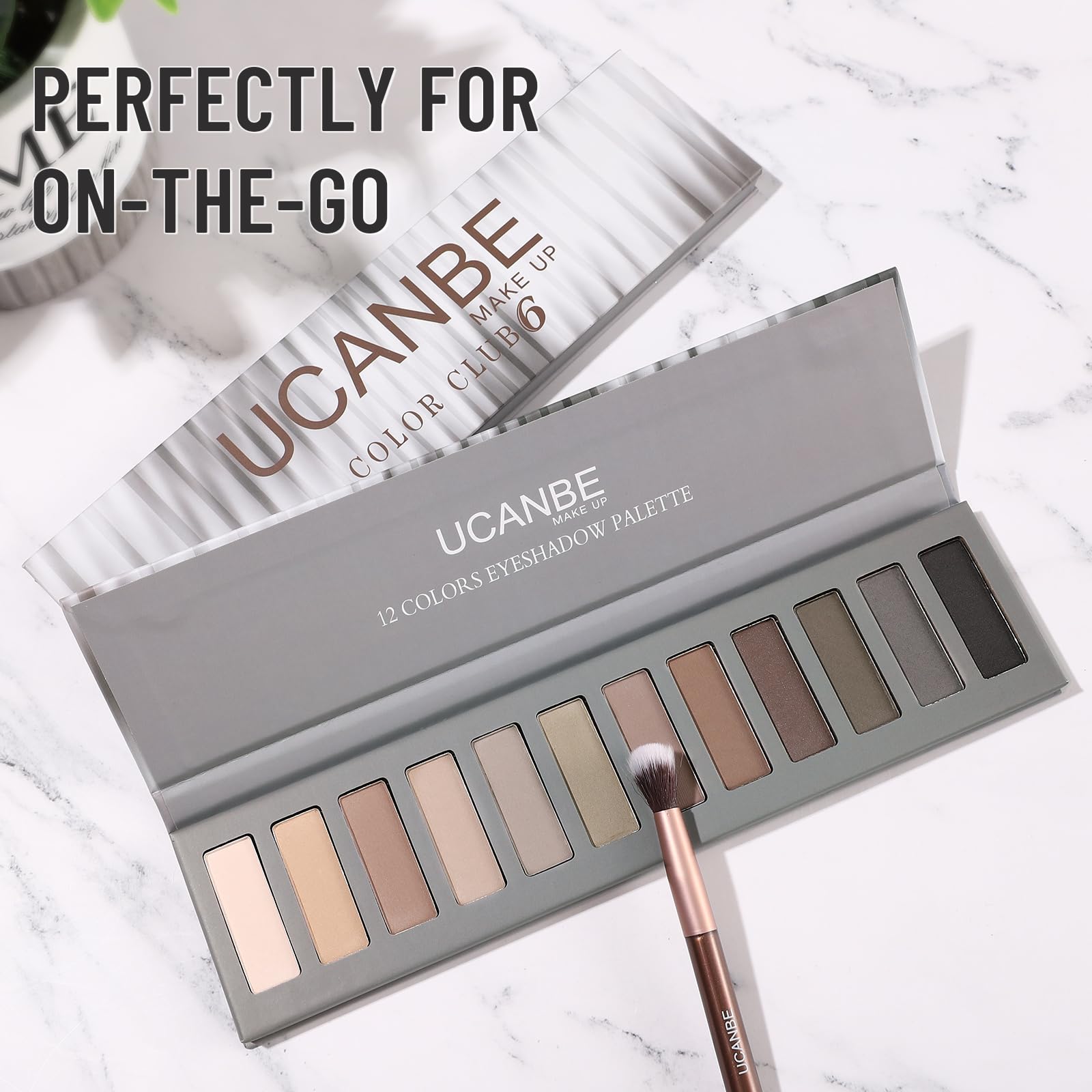 UCANBE Palette di ombretti 12 colori con pennello – Eyeshadow Palette Opaco e Brillante – Palette Trucco Alta resa cromatica, Impermeabile, Durevole (06)