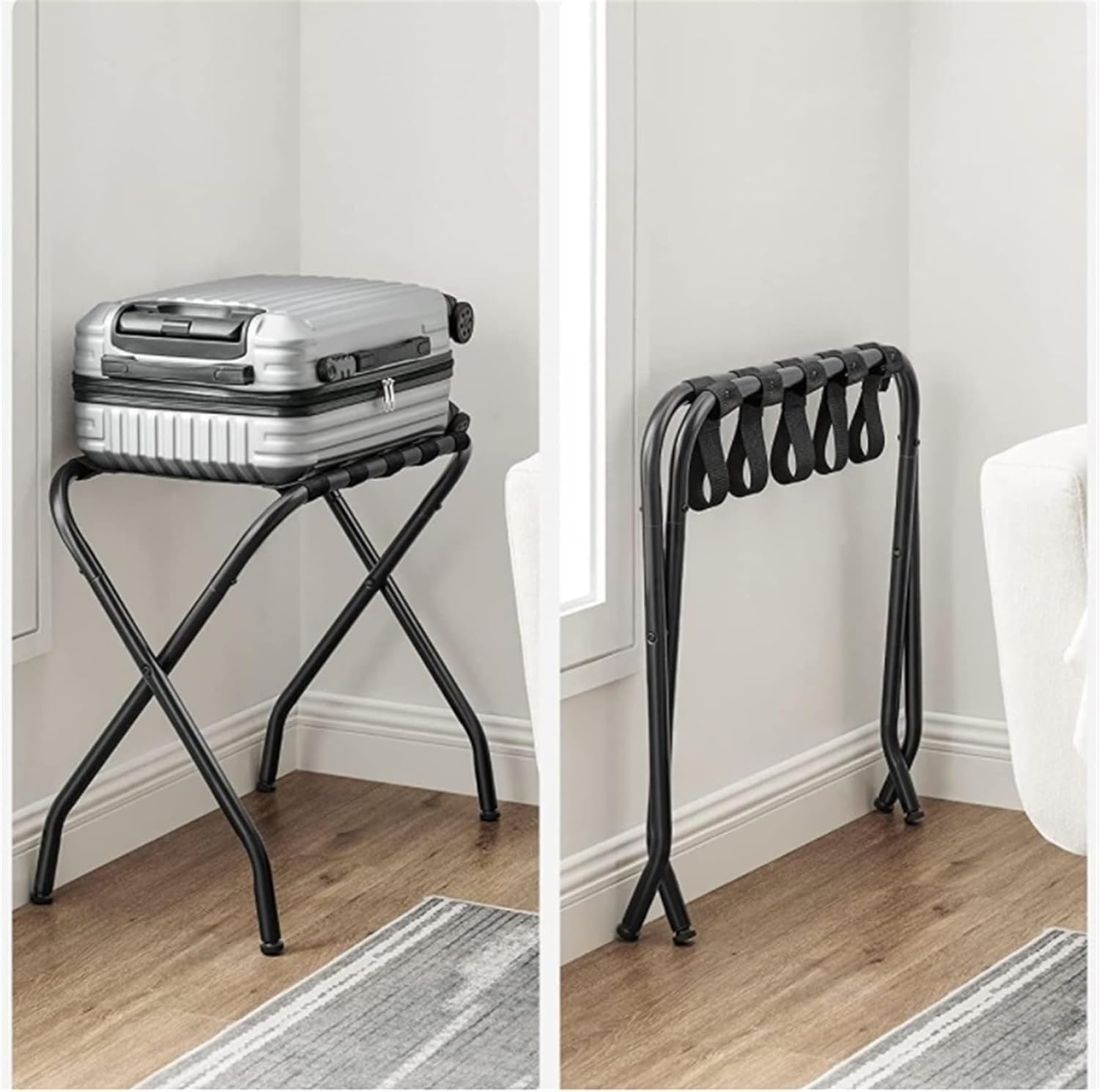 Luggage Rack Stainless Steel Clothes Rack Folding Portable Luaggage Stand for Hotel Bedroom Suitcase Stand
