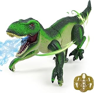 Remote Control Dinosaur Toy for Kids - Birthday Gifts for Ages 3 4 5 6 7 8 9 10 11 12 Year Old, RC Walking Dino with Roaring Sound & Spray & Light, Interactive Toy for Boys Age 3-12