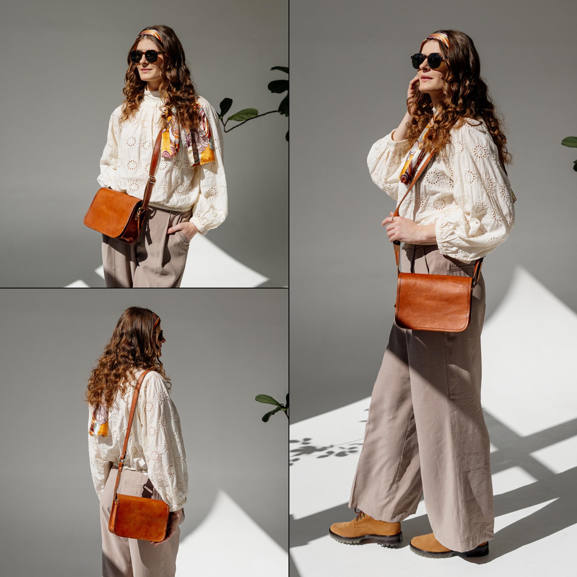 Berliner Bags Lisbon Borsa a Tracolla Donna in Pelle, Borsa Piccola con Patta e Chiusura Magnetica – Marrone