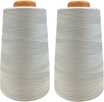 2 Spools Polyester Sewing Thread, 4000 Yards Each Spool, 40/2 High Strength Threads for Sewing Machine White