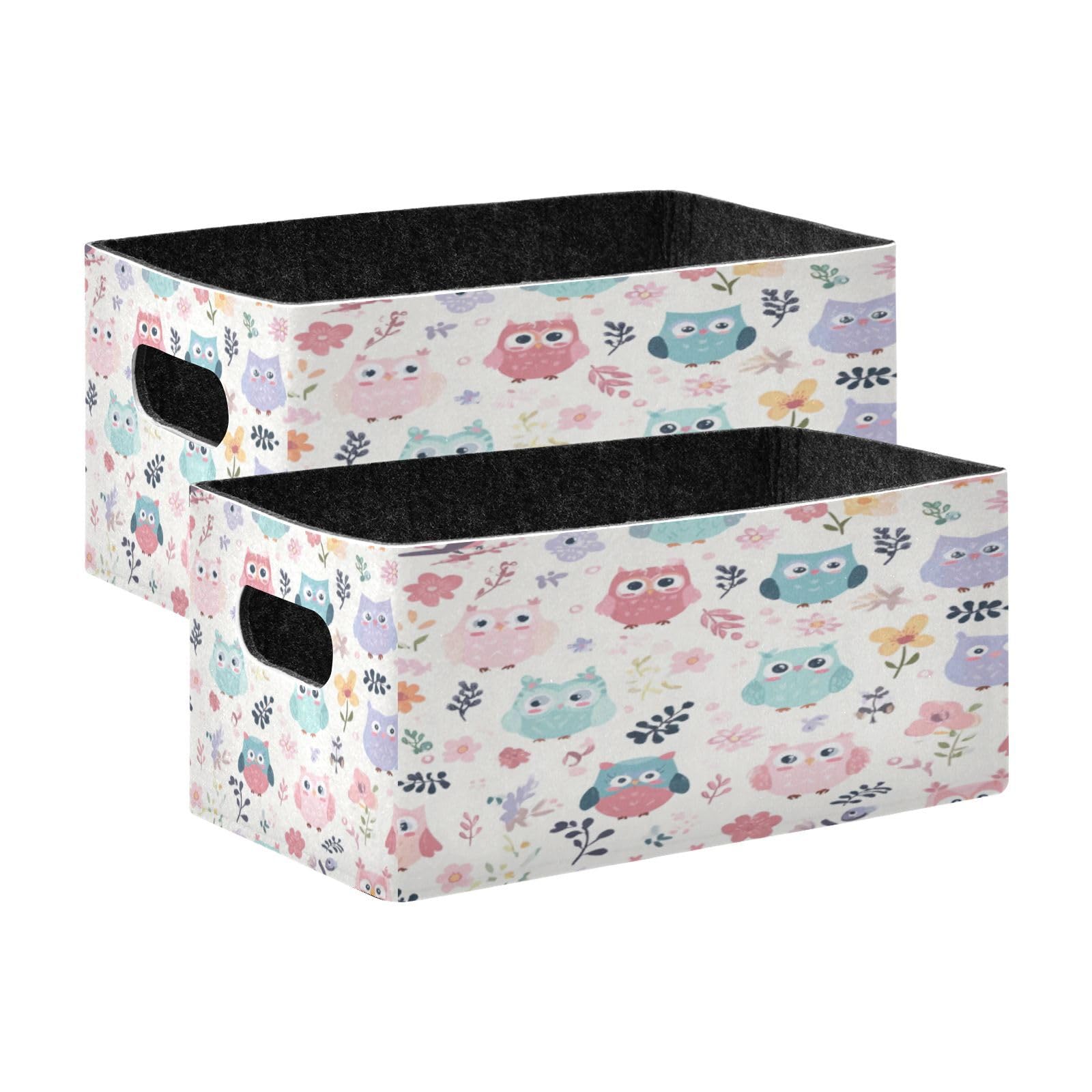 Panier de rangement pliant Kcldeci (lot de 2) robuste motif chouette
