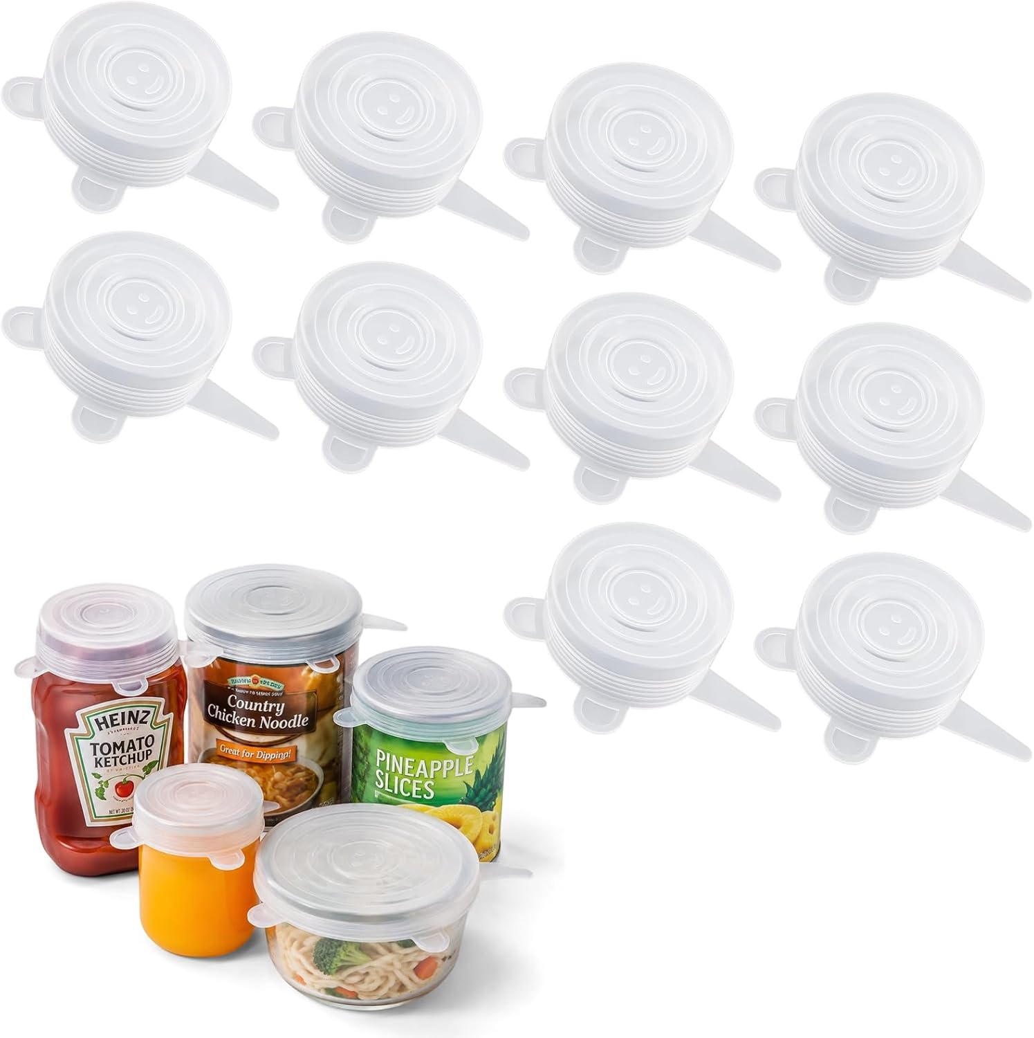 10PCS Silicone Can Lids 2'' Reusable Silicone Stretch Lids for Pet Food Cans, Seal Can Covers Fit 2'' to 2.4'' Yogurt Jars,Regular Mason, Milk Bottles, Canned Pet Foods - Dishwasher & Freezer Safe