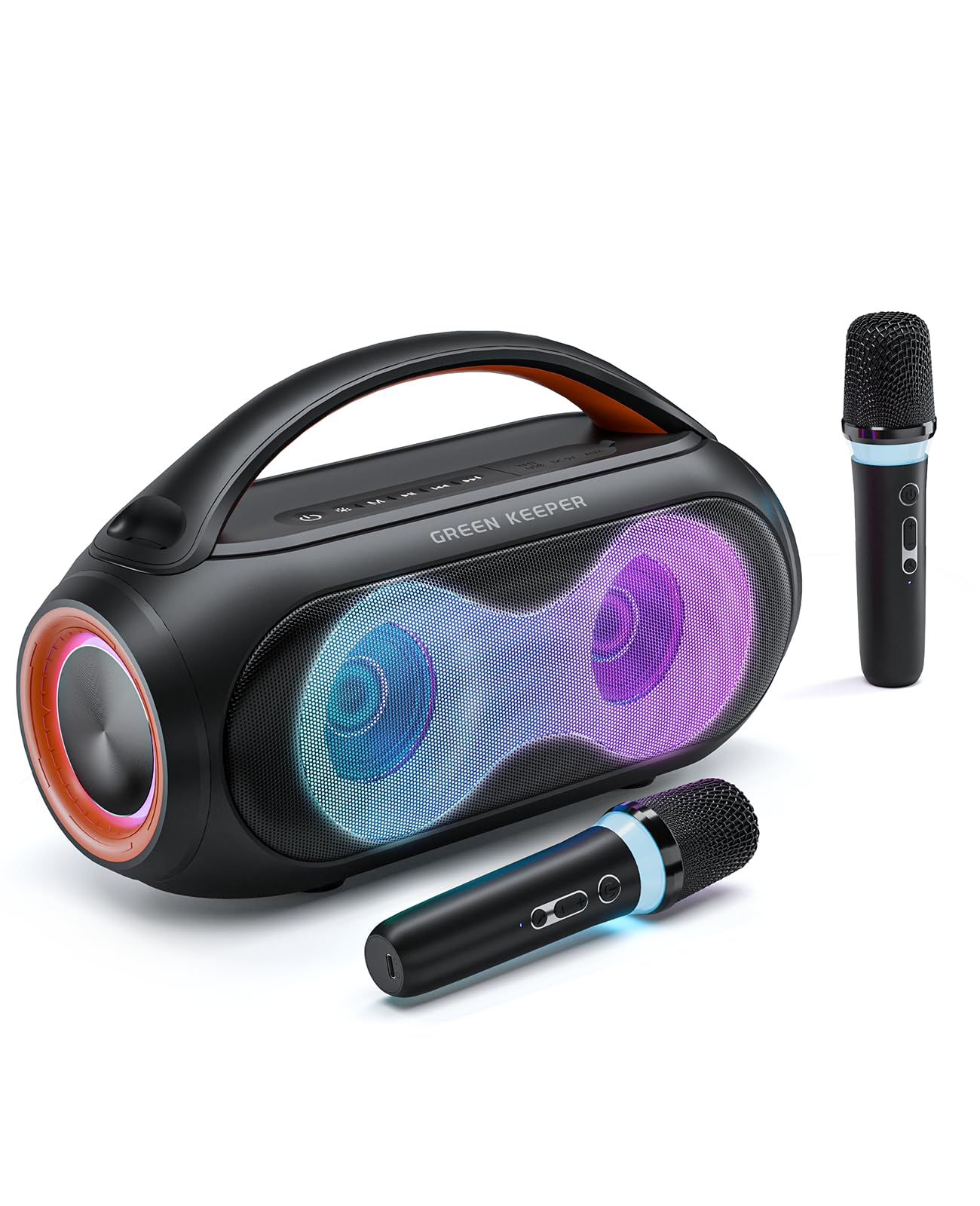 Altavoz Bluetooth Portátil de Karaoke de 200W, Equipado con 2 Micrófonos Inalámbricos para Karaoke, AUX, TF, USB, Ideal para Adultos, Niños, Uso en Interiores, Fiestas y Actividades al Aire Libre