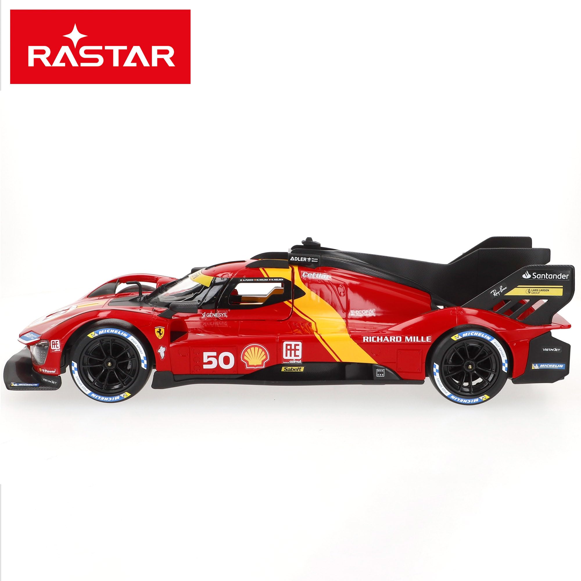 COLORBABY RASTAR Ferrari 499P Le Mans Coche RC 1:14 con 6 Funciones y Mando, Diseño Deportivo y detallado, para Fans de Ferrari y coleccionistas, con Luces y Puertas manuales, Radiocontrol (41288)