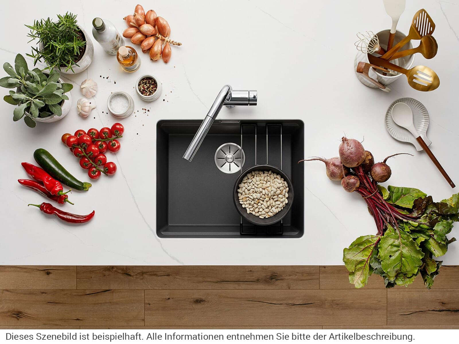 BLANCO etagon 500-U 522227 Évier de Cuisine en Silgranit pour Meuble sous Évier d’une Largeur de 60 cm Installation sous Plan Gris