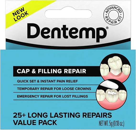 Dentemp Maximum Strength Loose Cap and Lost Filling Repair - Dental Repair Kit for Instant Pain Relief - Value Pack (Packaging May Vary)