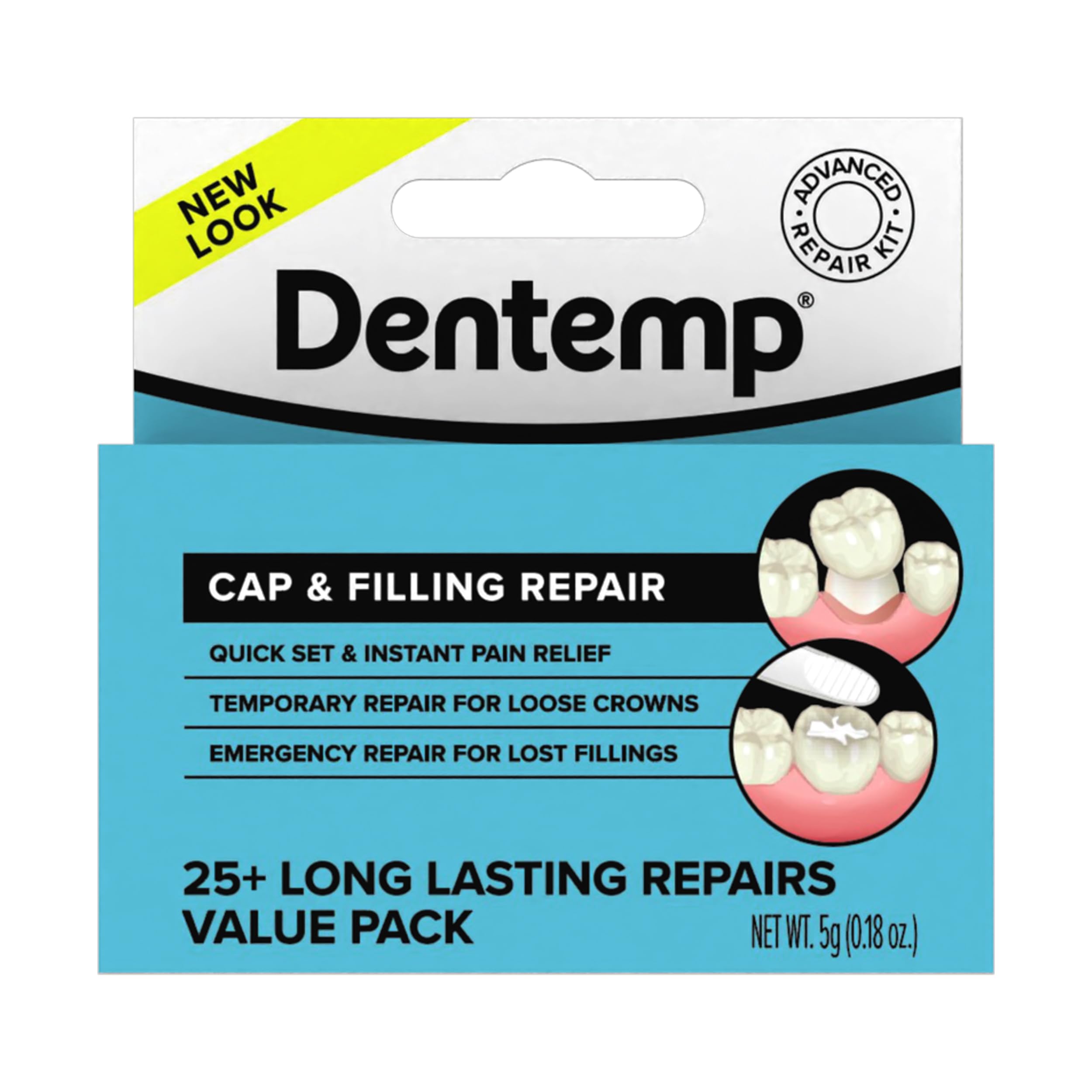 Dentemp Maximum Strength Loose Cap and Lost Filling Repair - Dental Repair Kit for Instant Pain Relief - Value Pack (Packaging May Vary)