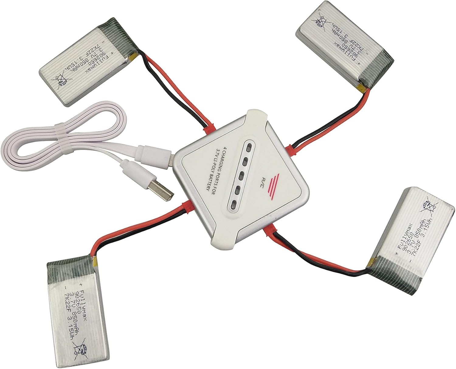 sea jump Accessories 4PCS 3.7V 850mah Lithium Battery + 4in1 Charger for SYMA X56 X56W X54HW X54HC Quadcopter Spare Parts Drone Battery
