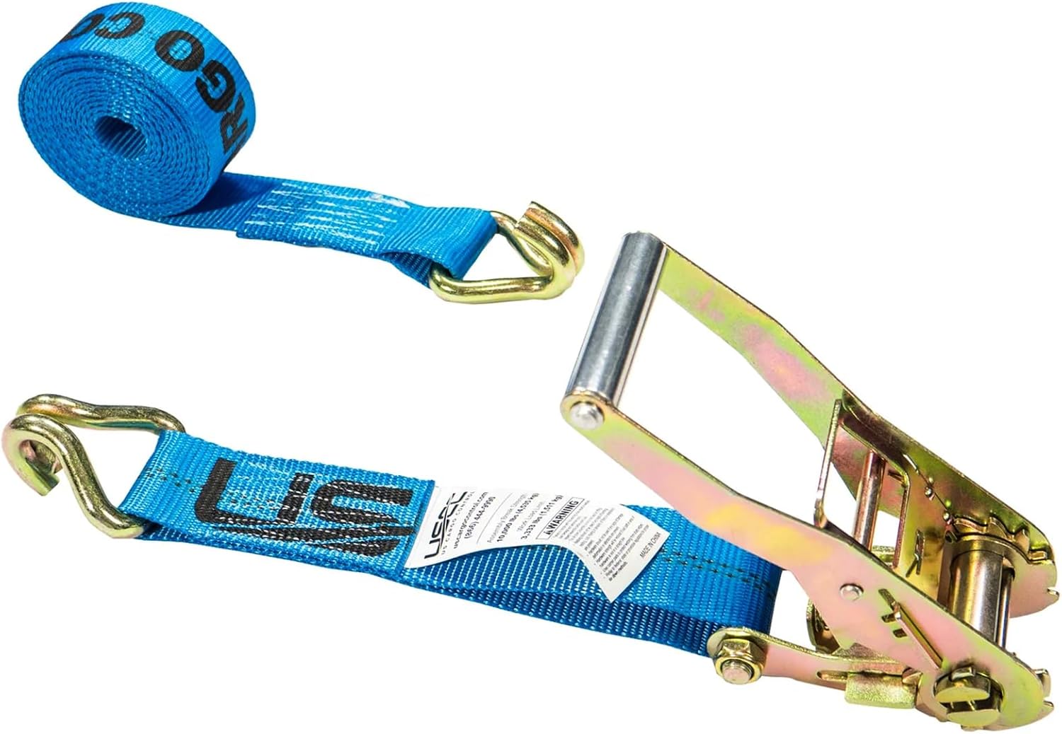 US Cargo Control 2 Inch x 24 Foot Ratchet Straps with Wire Hooks (4 Pack), Tiedown 2 Inch Ratchet Straps with Double J Hooks
