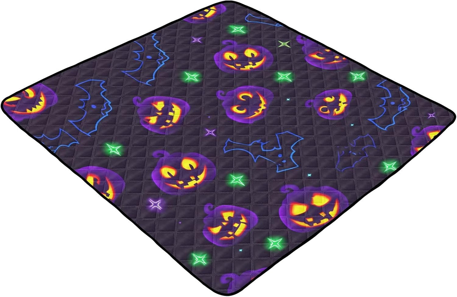 Halloween Pumpkin & Bat Baby Play Mat, 50“ X 50” Washable Folding Crawling Mat, Baby Floor Mat, Soft, Non-Slip