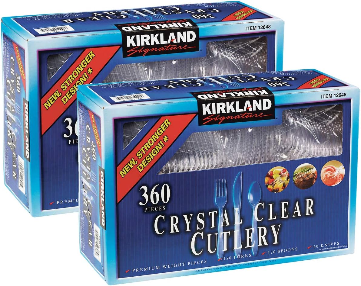 Kirkland Signature Crystal Clear Disposable Cutlery, 360 Pieces (Pack of 2)