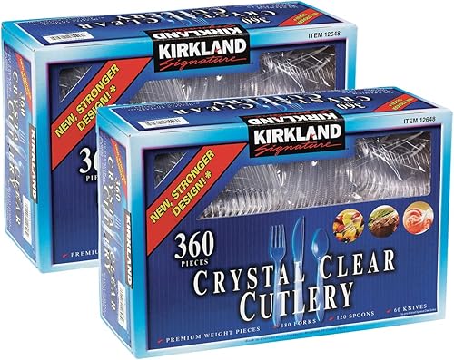 Kirkland Signature Crystal Clear Cubiertos desechables, 360Piezas (Pack de 2)