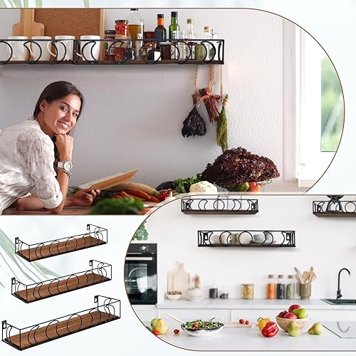 Miniatura 7 de Estante flotante de fase lunar de 3 tamaños para decoración de pared, estantes rústicos para plantas de libros, estantes de almacenamiento montados