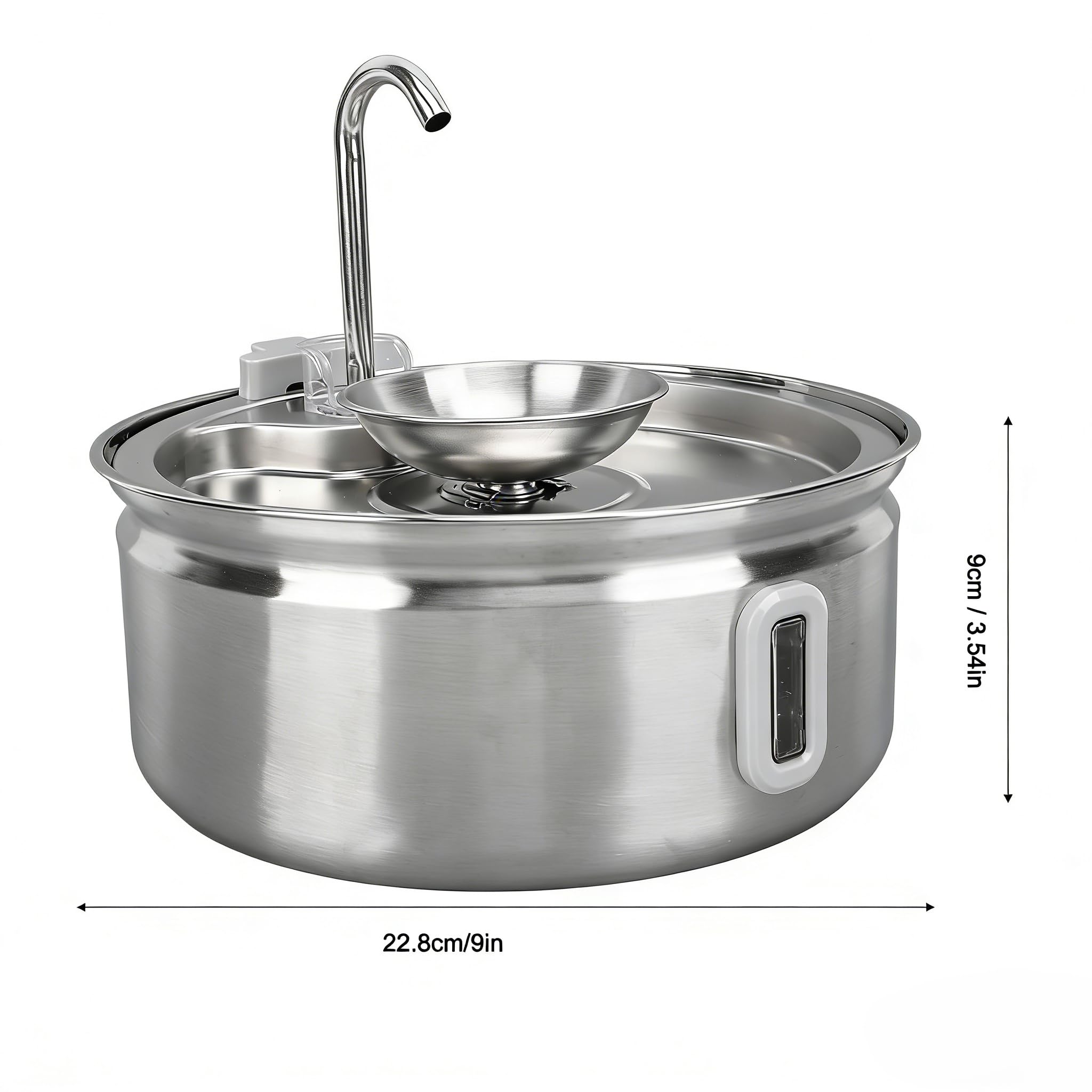 Fuente de Agua para Gatos de Acero Inoxidable, Dispensador Automático de Agua para Mascotas de 3,2 L con Ventana, Dispensador Automático de para Perros, Bomba de