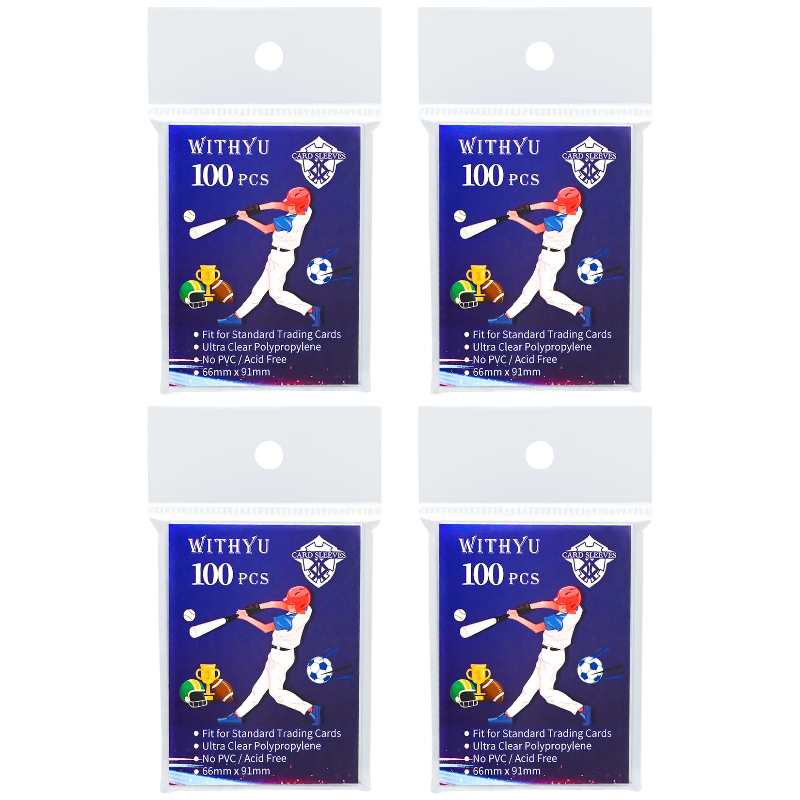 400 Pcs Soft Trading Card Sleeves, Top Loading Penny Card Sleeves for Standard Cards 2.5" X 3.5"Ultra-Clear Card Protector for Game Cards, Football,Sports Cards,Mini Photos