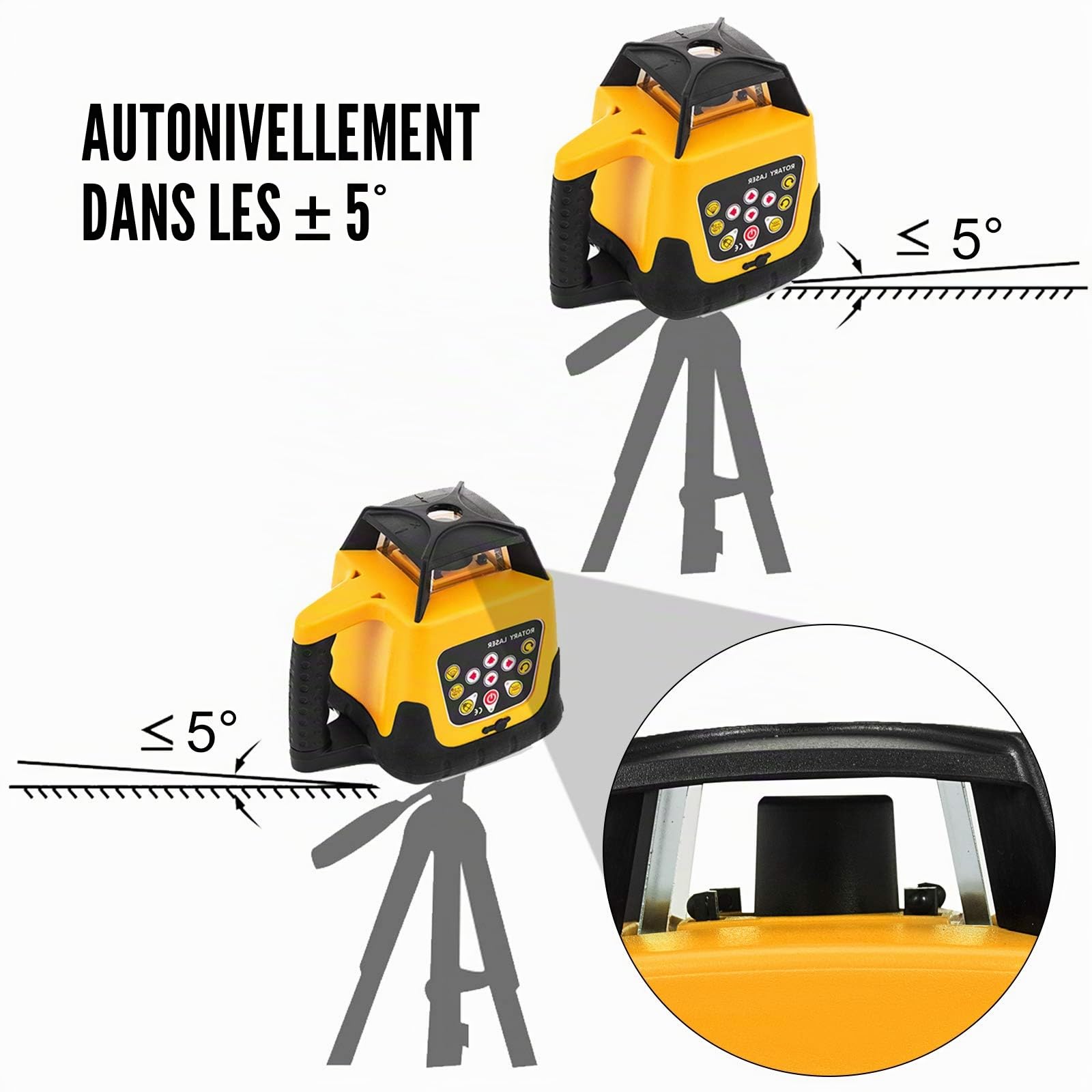 rotatif Niveau laser à mise à niveau automatique à mesurer avec récepteur télécommande étui de transport trépied et Personnel Croix, rouge
