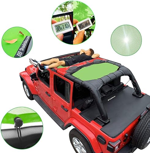 Miniatura 5 de Shadeidea - Parasol para Jeep Wrangler JL Unlimited (2018-actual), 4 puertas, delantera y trasera, 2 piezas, malla verde, protector solar para JLU,